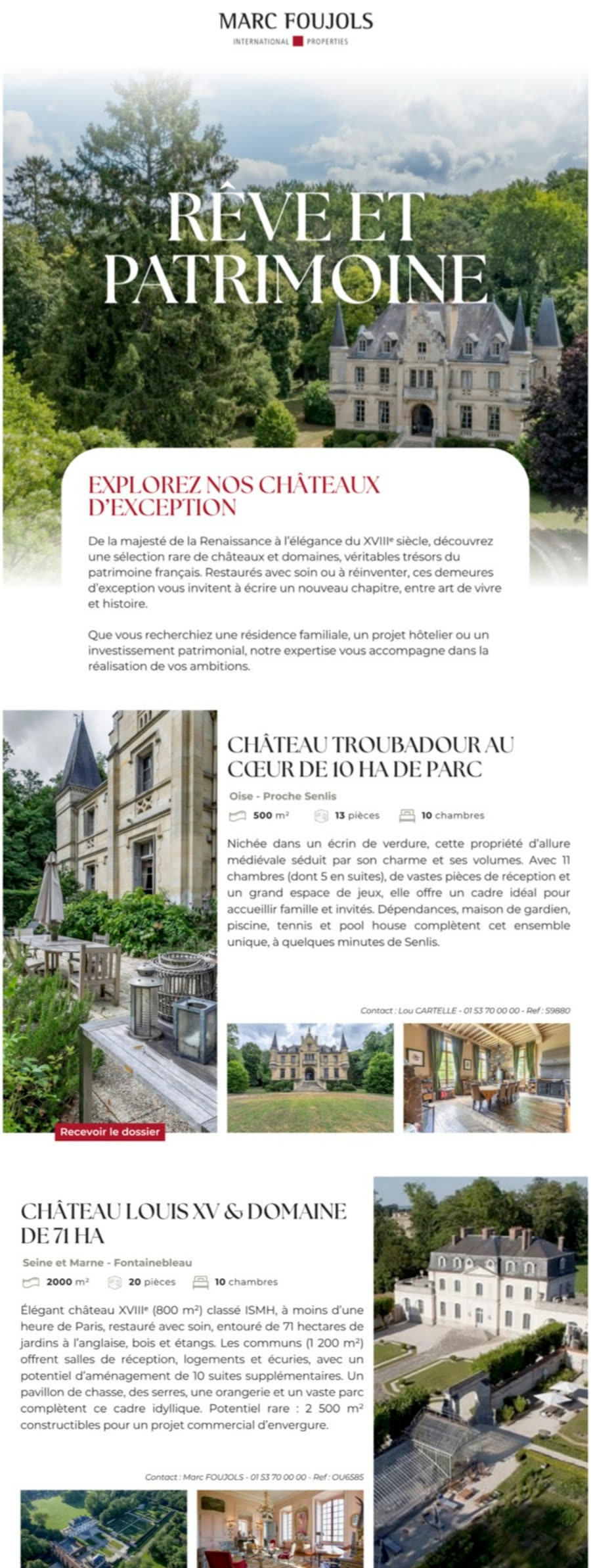 Newsletter Marc Foujols — édition Rêve et Patrimoine