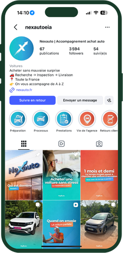 Profil Instagram Nexauto sur mobile